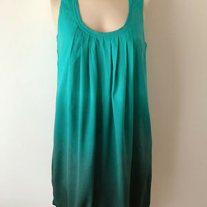 Express Silk Dress Ombre Green Bubble Hem Sleeveless Cocktail Party, Size S